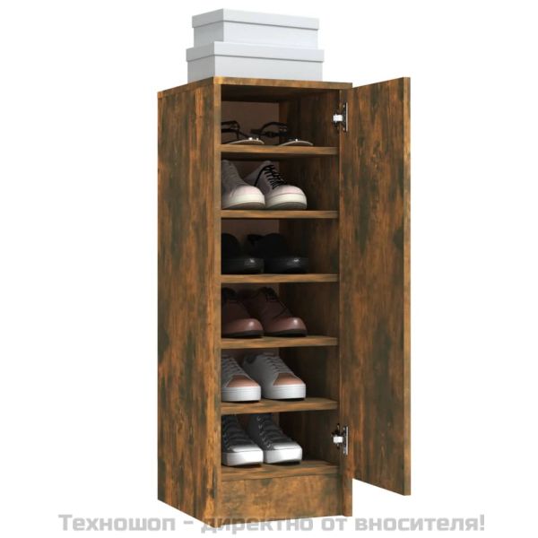 Шкаф за обувки, опушен дъб, 32x35x92 см, инженерно дърво