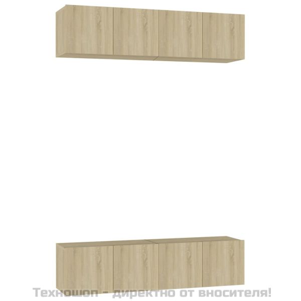 ТВ шкафове, 4 бр, дъб сонома, 60x30x30 см, инженерно дърво