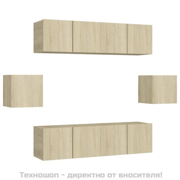Комплект ТВ шкафове от 6 части, дъб сонома, инженерно дърво