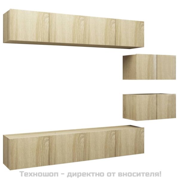 Комплект ТВ шкафове от 6 части, дъб сонома, инженерно дърво
