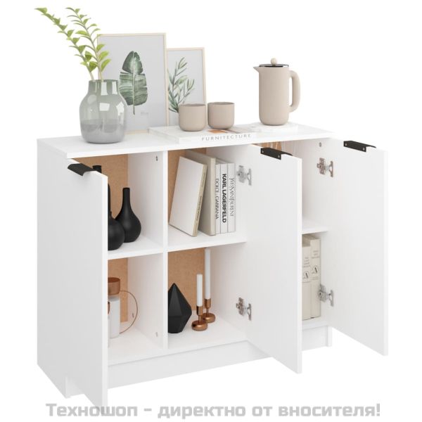 Сайдборд, бял, 90,5x30x70 см, инженерно дърво