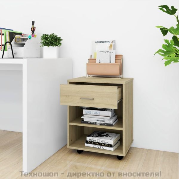 Шкаф на колелца, дъб сонома, 46x36x59 см, инженерно дърво