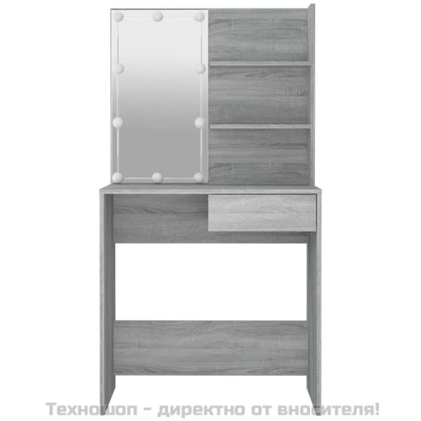 Тоалетка с LED, сив сонома, 74,5x40x141 см