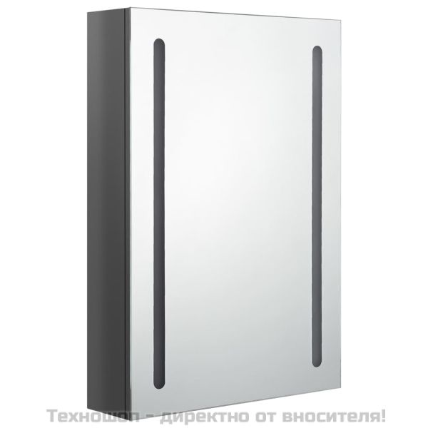 LED шкаф с огледало за баня, сияйно сиво, 50x13x70 см