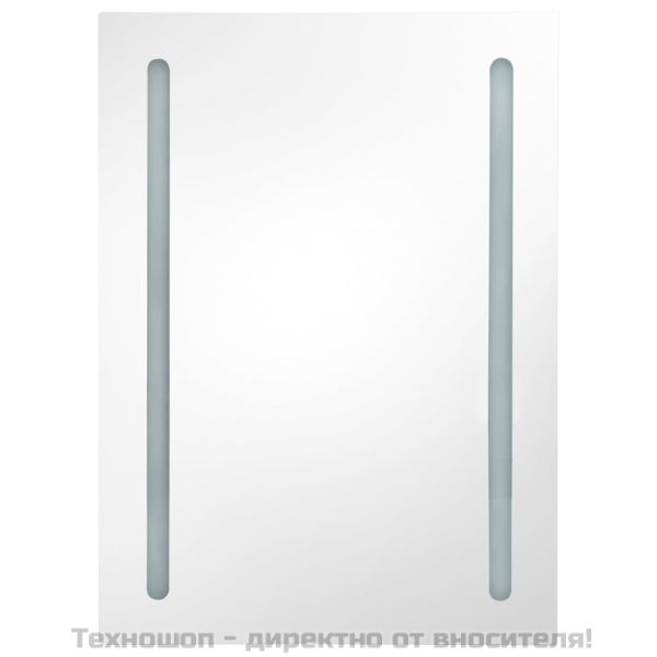 LED шкаф с огледало за баня, сияйно сиво, 50x13x70 см