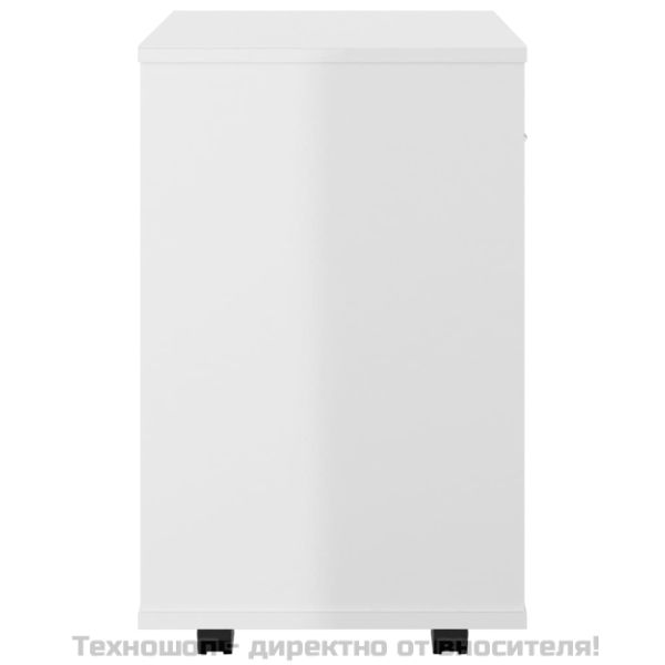 Подвижен шкаф, бял гланц, 46x36x59 см, инженерно дърво