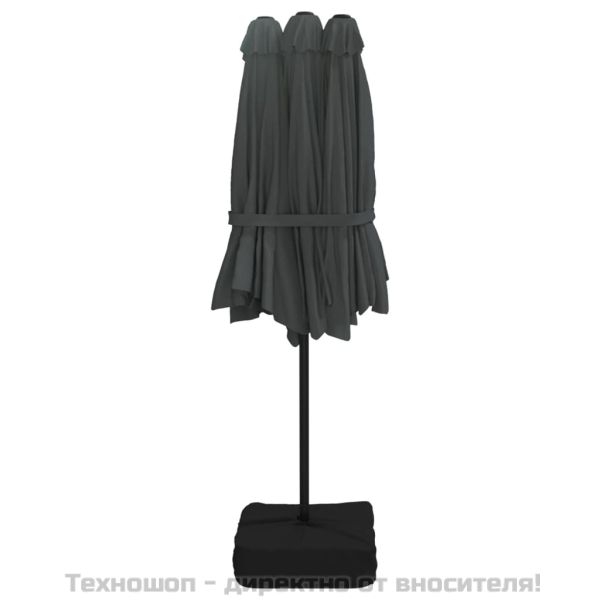 Чадър с двоен покрив, антрацит, 449x265 см
