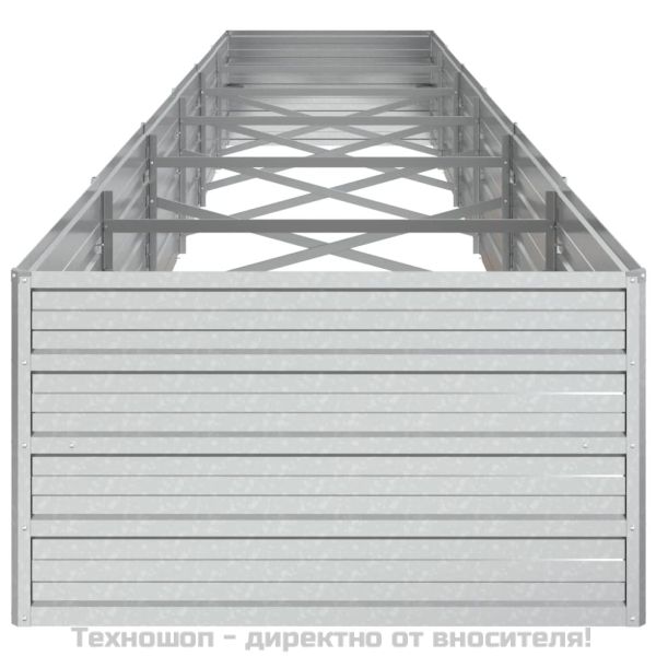 Повдигната градинска леха, 480x80x45 см, стомана, сребриста