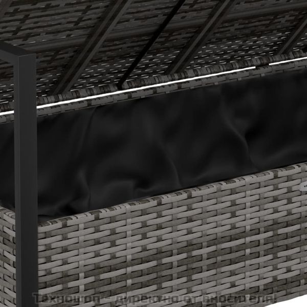 2-местна градинска пейка с възглавници, сива, полиратан