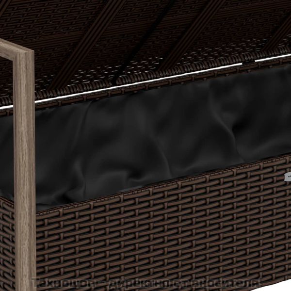 2-местна градинска пейка с възглавници, кафява, полиратан