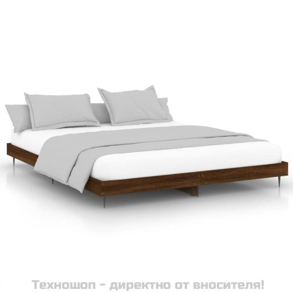 Рамка за легло без матрак кафяв дъб 120x200 см инженерно дърво