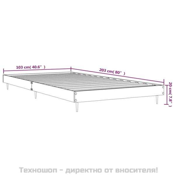 Рамка за легло без матрак опушен дъб 100x200 см инженерно дърво