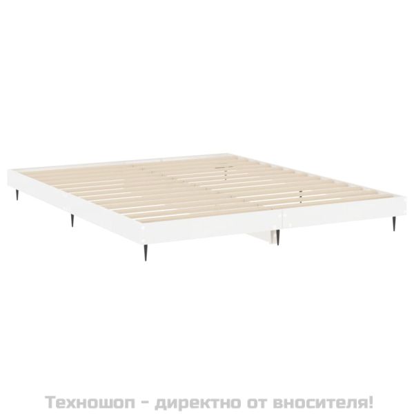 Рамка за легло, бял гланц, 120x200 см, инженерно дърво