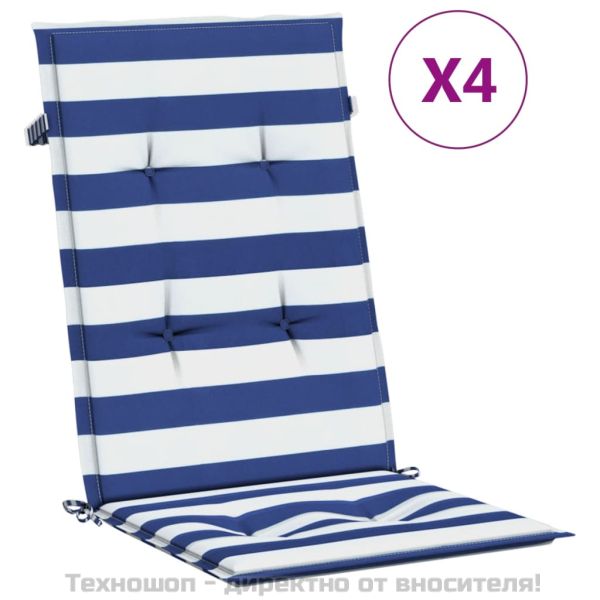 Палетни възглавници за дивани, 4 бр, синьо-бели ивици, текстил
