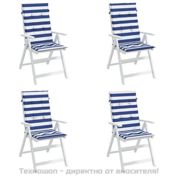 Палетни възглавници за дивани, 4 бр, синьо-бели ивици, текстил