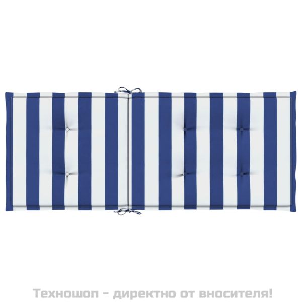 Палетни възглавници за дивани, 4 бр, синьо-бели ивици, текстил