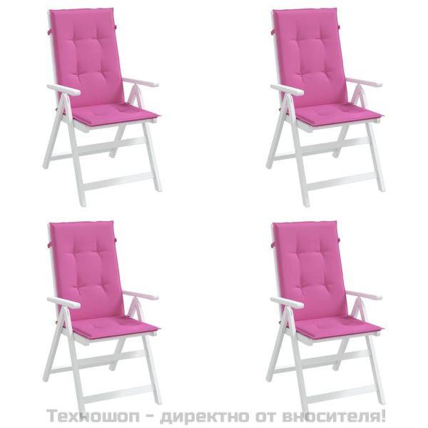 Възглавници за столове с висока облегалка 4 бр розови текстил