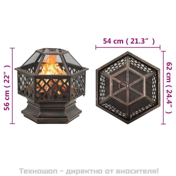 Рустик огнище с ръжен 62x54x56 см XXL стомана