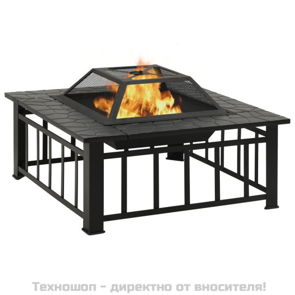 Преносимо огнище с ръжен, 79x79x46,5 см, XXL, стомана
