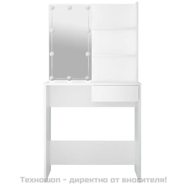 Тоалетка с LED, бяла, 74,5x40x141 см