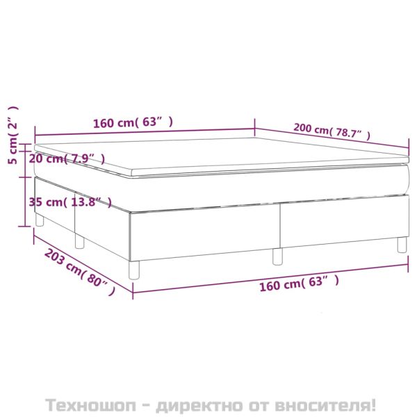 Боксспринг легло с матрак, черно, 160x200 см, плат