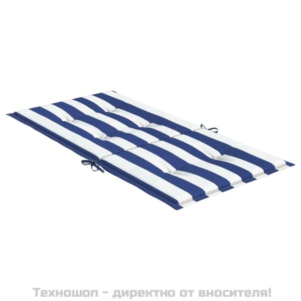 Възглавници за стол с ниска облегалка 4 бр синьо-бяло райе плат