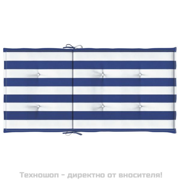 Възглавници за стол с ниска облегалка 4 бр синьо-бяло райе плат