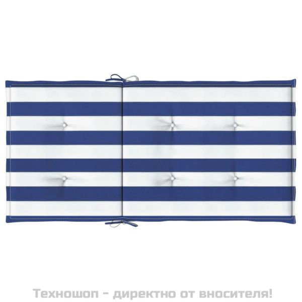 Възглавници за стол с ниска облегалка 6 бр синьо-бяло райе плат