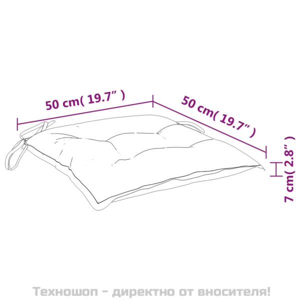 Възглавници за столове, 4 бр, на листа, 50x50x7 см, плат