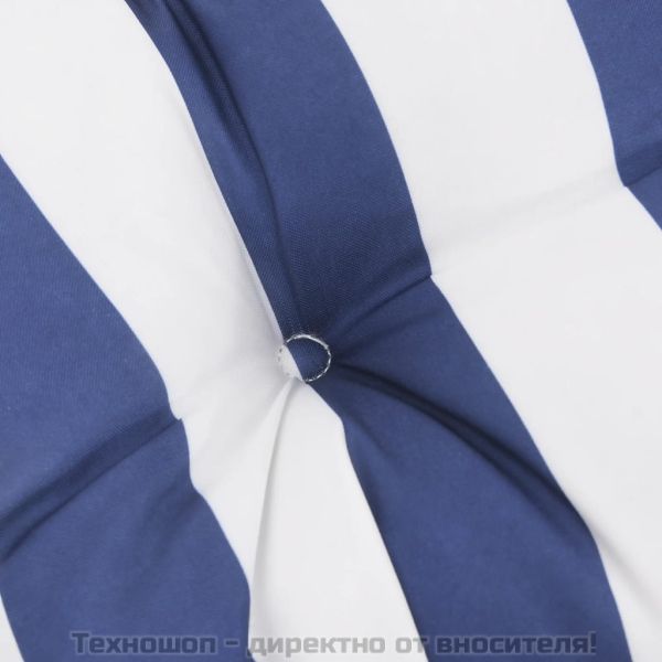 Възглавница за градинска пейка синьо/бяло райе 120x50x7 см плат