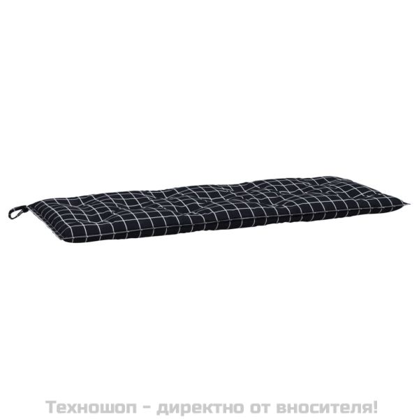 Възглавница за градинска пейка черно каре 120x50x7 см текстил