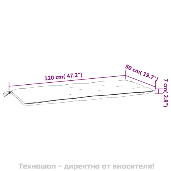 Възглавница за градинска пейка розова 120x50x7 см текстил