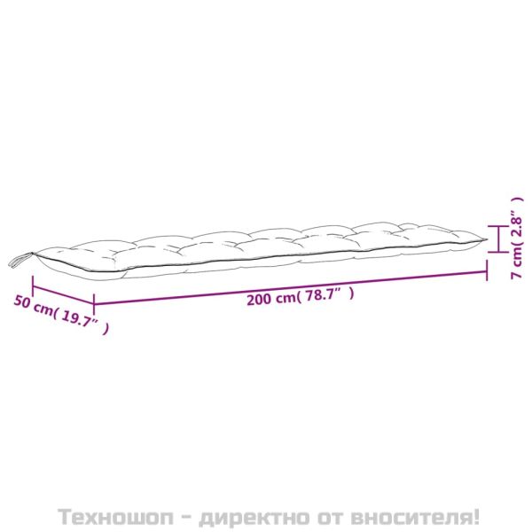 Възглавница за градинска пейка десен на листа 200x50x7 см плат