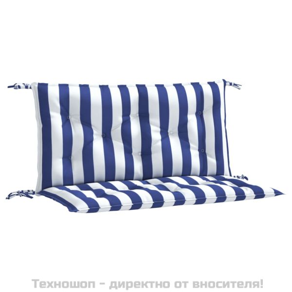 Възглавници за външни пейки 2 бр синьо-бели 100x50x7 см плат