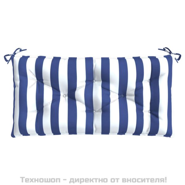 Възглавници за външни пейки 2 бр синьо-бели 100x50x7 см плат