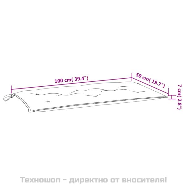 Възглавници за външни пейки 2 бр синьо-бели 100x50x7 см плат