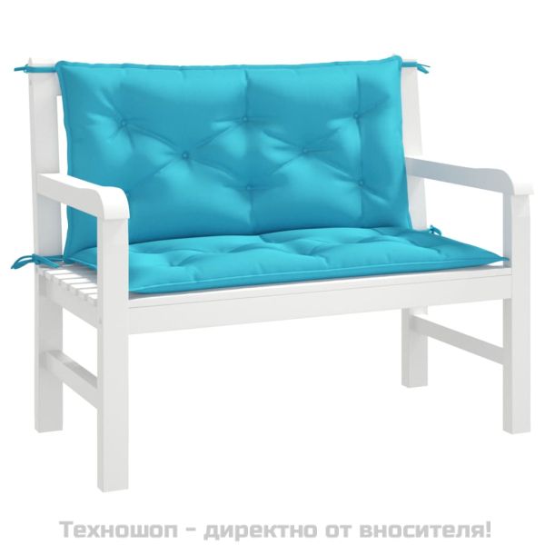 Възглавници за градински пейки 2 бр тюркоаз 100x50x7 см плат