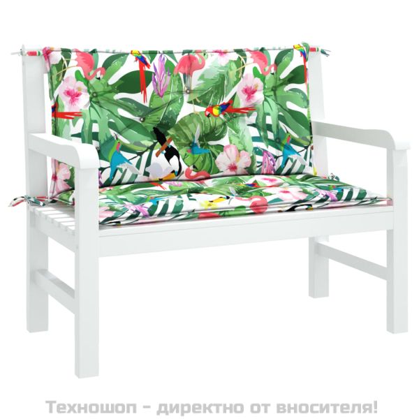 Възглавници за градински пейки 2 бр шарени 100x50x7 см плат