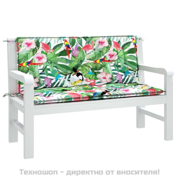 Възглавници за градински пейки 2 бр шарени 120x50x7 см плат