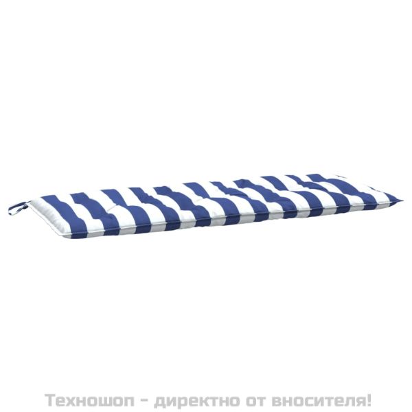 Възглавници за външни пейки 2 бр синьо-бели 120x50x7 см плат