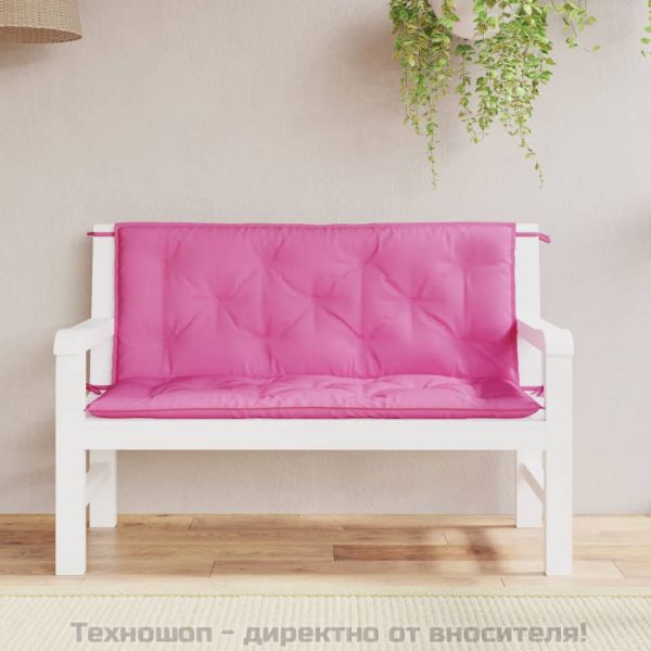 Възглавници за градински пейки 2 бр розови 120x50x7 см плат