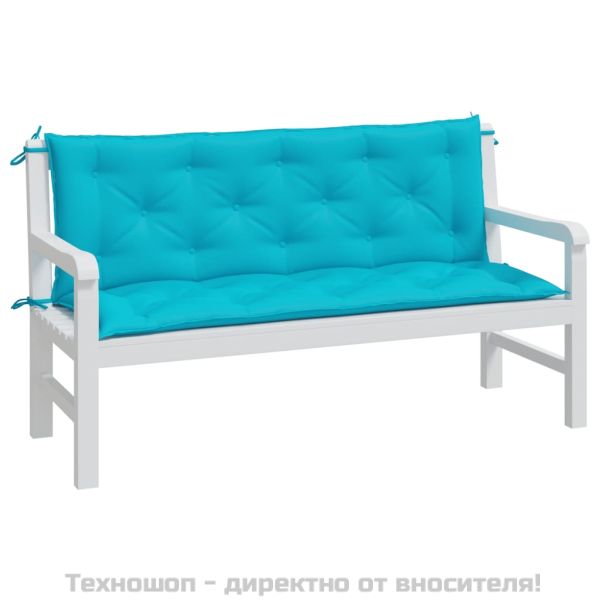 Възглавници за градински пейки 2 бр тюркоаз 150x50x7 см плат