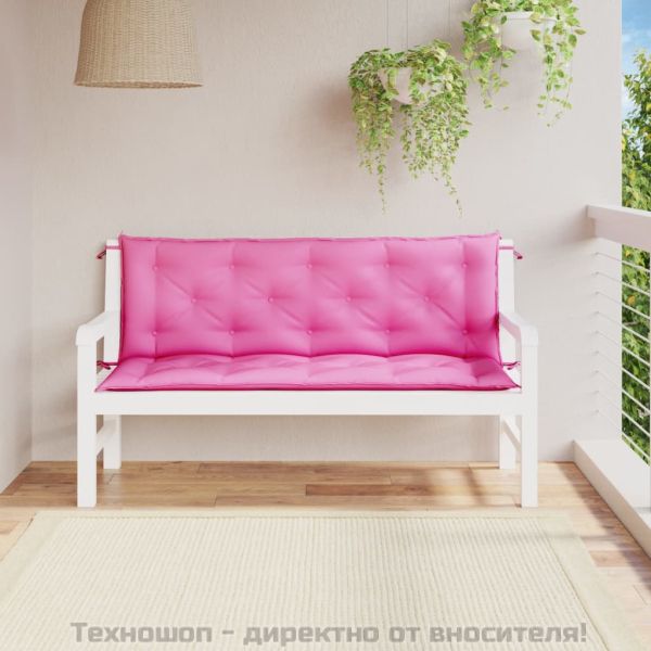 Възглавници за градински пейки 2 бр розови 150x50x7 см плат