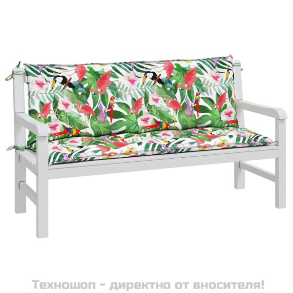 Възглавници за градински пейки 2 бр шарени 150x50x7 см плат