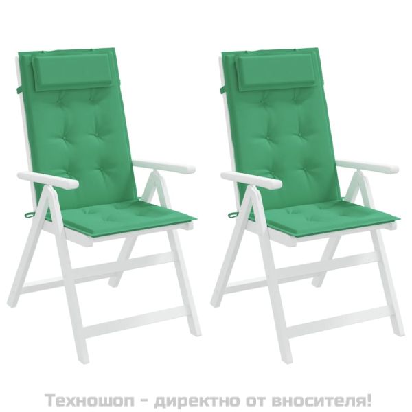 Възглавници за стол с висока облегалка 2 бр зелени Оксфорд плат
