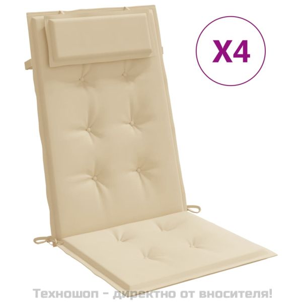 Възглавници за стол с висока облегалка 4 бр бежови Оксфорд плат