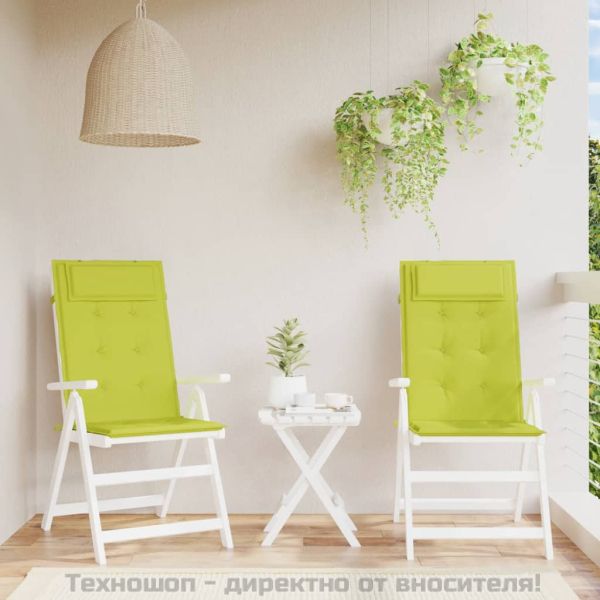 Възглавници за столове с облегалка 2 бр яркозелени Оксфорд плат