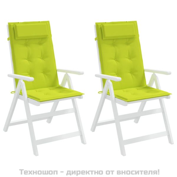 Възглавници за столове с облегалка 2 бр яркозелени Оксфорд плат