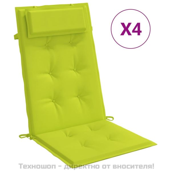 Възглавници за столове с облегалка 4 бр яркозелени Оксфорд плат