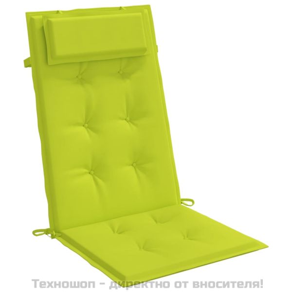 Възглавници за столове с облегалка 4 бр яркозелени Оксфорд плат